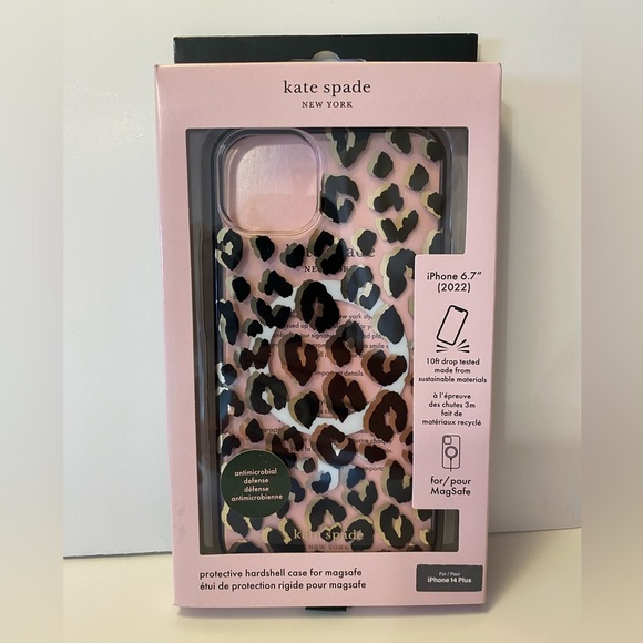 Kate Spade New York iPhone 14 Plus Animal Print Clear Hardshell Case New - Picture 2 of 4